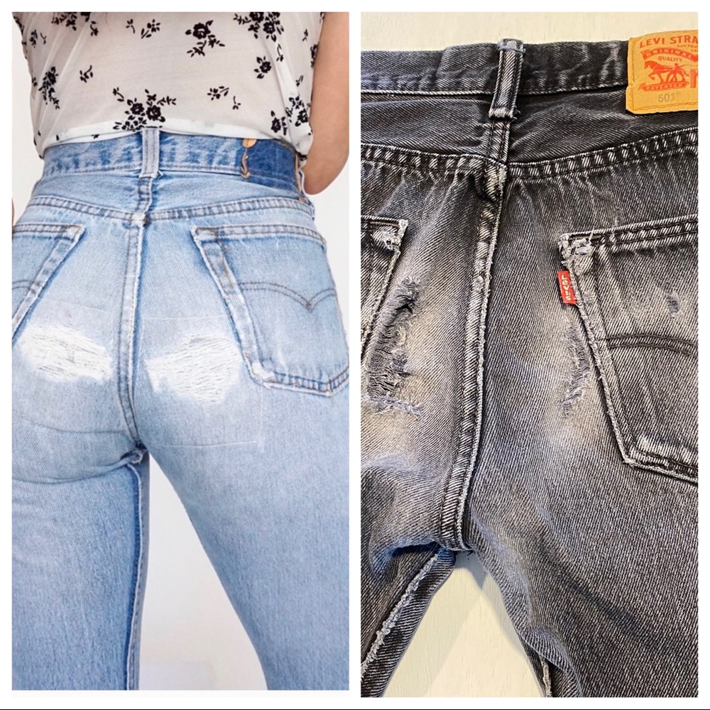 Levi’s 501 Distressed Booty Black High Rise
